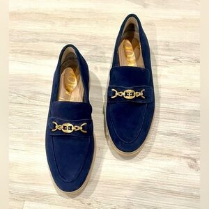 Sam Edelman Navy Blue Suede Women's Loafers Flats with Gold Accent S 6.5